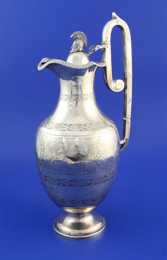 A Victorian silver urn shaped hot water jug, gross 24.5 oz.